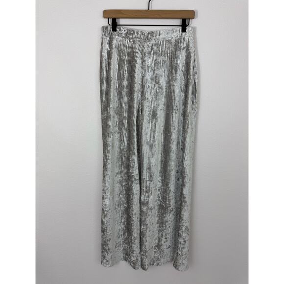 Banana Republic Silver Velour Ribbed Wide Leg Pants Size M - Picture 3 of 6